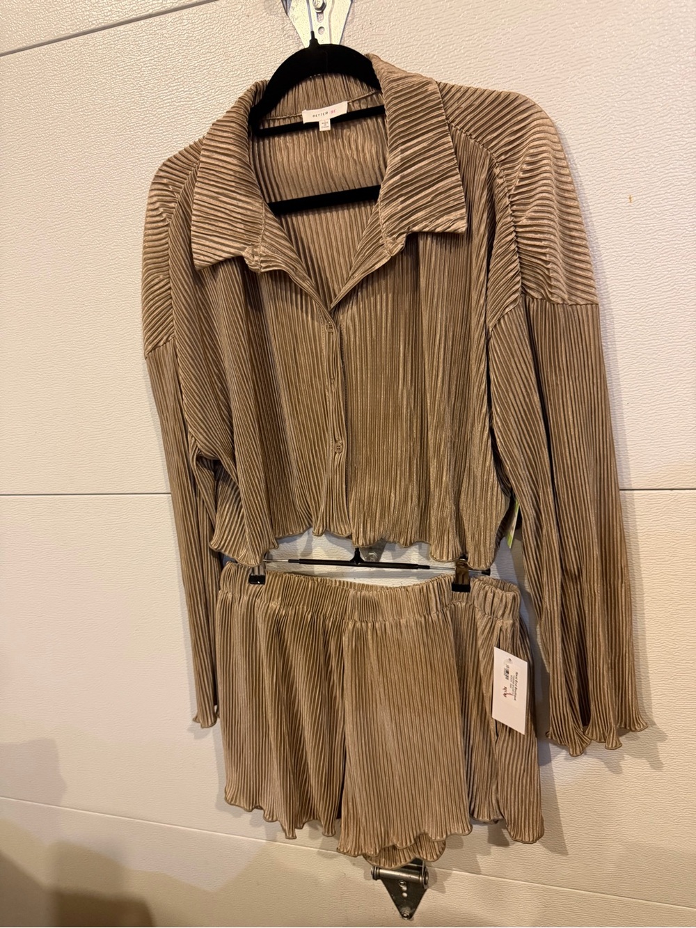 Better Be Taupe Crinkle Two-Piece Pantsuit Set